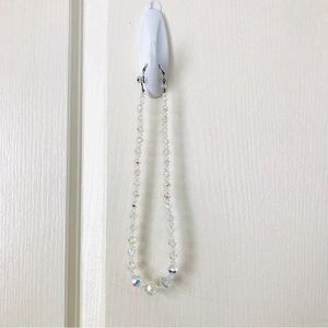 Vintage Artisan Handmade AB Clear Crystal Graduated Faceted Beads Necklace